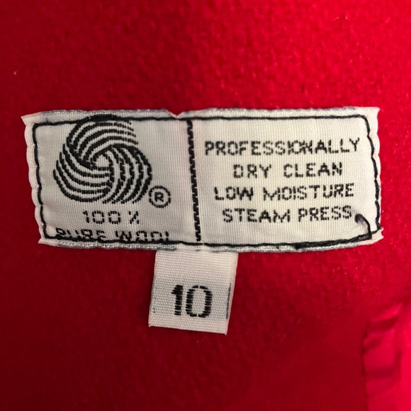 Women's Full Length Wool Coat - Red Size-10 - Picture 5 of 6